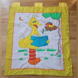 VINTAGE BIG BIRD SESAME STREET  QUILTED WALL HANGING MUPPETS HOMEMADE NURSERY